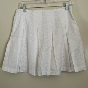 Tahari White Eyelet Pleated Skater Skirt